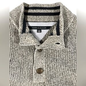 TOMMY HILFIGER Sweater Men's 3X LARGE Pullover Half Button Collar Melange Grey